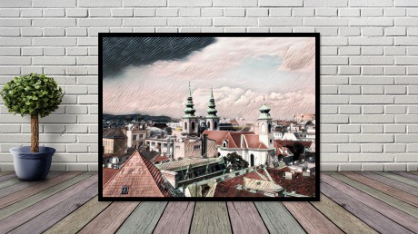 תמונת קיר נוף בניינים בעיר וינה - תמונת ציור מודפסת