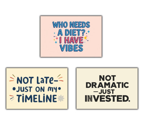 מארז 3 מגנטים ציטוטים מצחיקים באנגלית - מודל 02