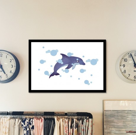 תמונת קיר דגם דולפין - תמונה לחדר ילדים, חדר תינוקות