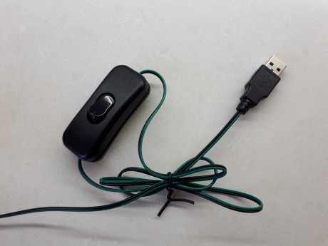 כבל 2 גידים עם מפסק וחיבור USB להפעלת פסי לד 5V