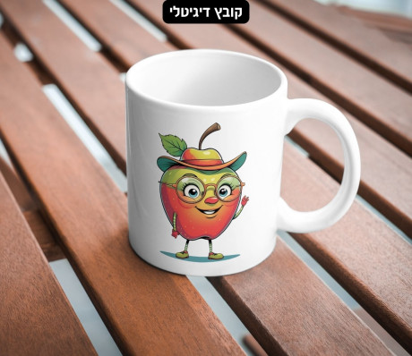 תפוח אדום ירוק קובץ דיגיטלי PNG עם רקע שקוף להדפסה על ספל או כוס 