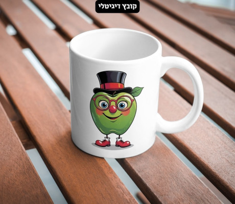 תפוח ירוק עם כובע קובץ דיגיטלי PNG עם רקע שקוף להדפסה על ספל או כוס 