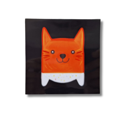 תחתית כוסות - חתול כתום לבן מתוק במיוחד