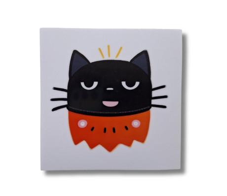 תחתית כוסות - חתול שמח שחור כתום