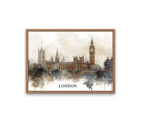 פוסטר תמונת קיר - איור לונדון - העיר האייקונית בקווים אמנותיים מדויקים