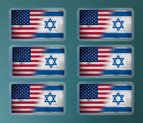 6 מגנטים קשיחים  עם למינציה עיצוב מיוחד דגל משולב ישראל וארצות הברית