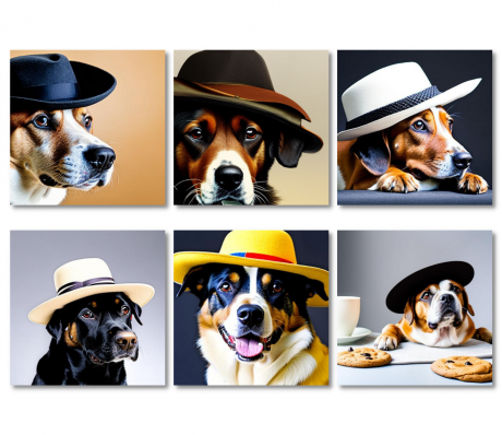 סט 6 הדפסים קולאז' תמונות ריבועים דגם כלבים מקסימים 