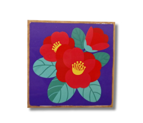 תחתית כוסות - פרחים אדומים מינימליזם עם טאץ’ צבעוני