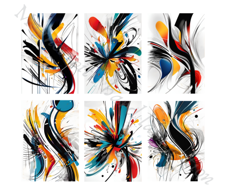 סט 6 מגנטים קשיחים עם למינציה אמנות מודרנית אבסטרקט למקרר ולוח מתכת 