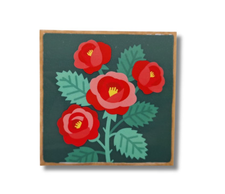 תחתית כוסות - פרחים אדומים הרמוניה של צבע וטעם