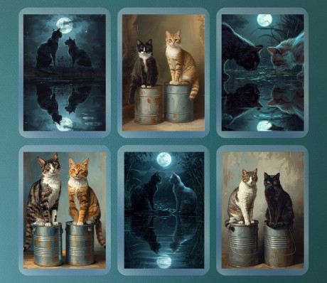 מארז 6 מגנטים קשיחים עם למינציה - חתולים קסם וסקרנות בכל מבט