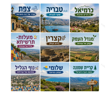 מארז 9 מגנטים מעוצבים - של ערים בישראל